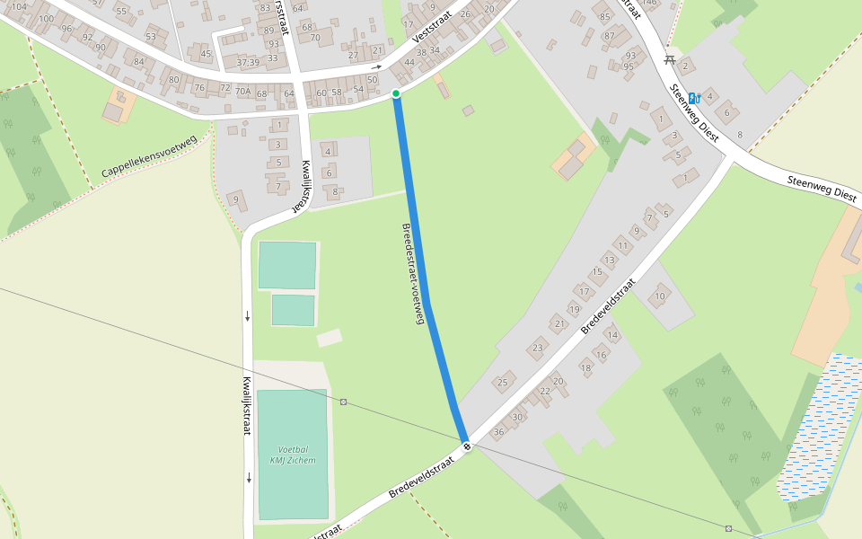 Breedestraet-voetweg walking route map in Scherpenheuvel-Zichem