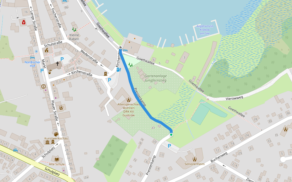 Preisterkamp walking route map in Krakow am See