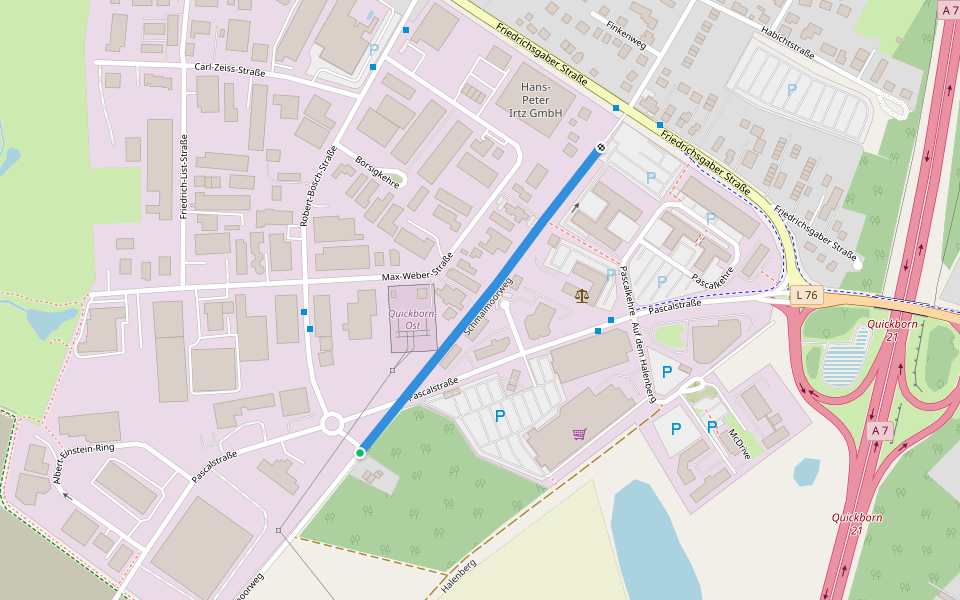 Schmalmoorweg walking route map in Quickborn