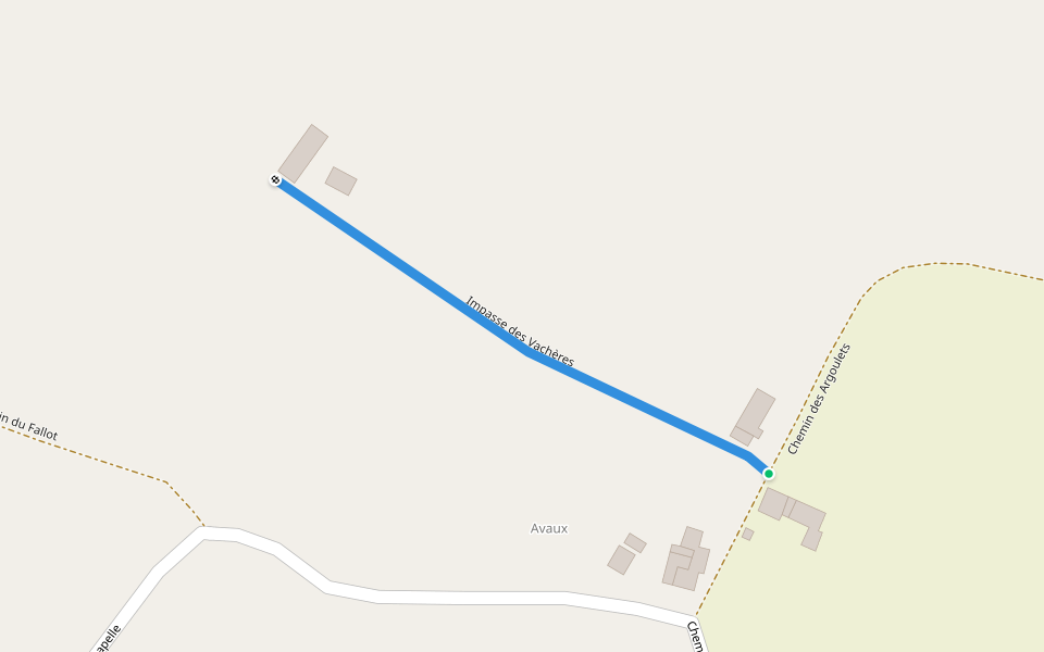 Impasse des Vachères walking route map in Romagnieu