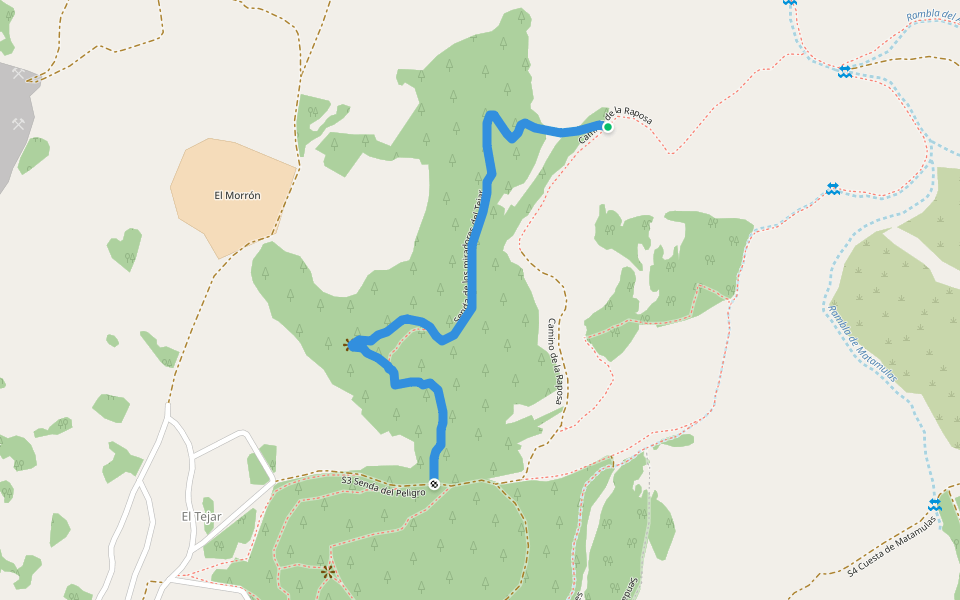 Senda de los miradores del Tejar walking route map in Chinchilla de Monte-Aragón