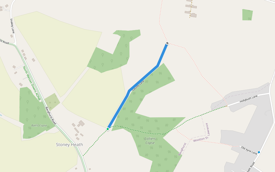 Gauldy Lane walking route map in Baughurst