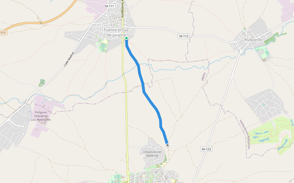 Camino Viejo de Algete walking route map in Fuente el Saz de Jarama