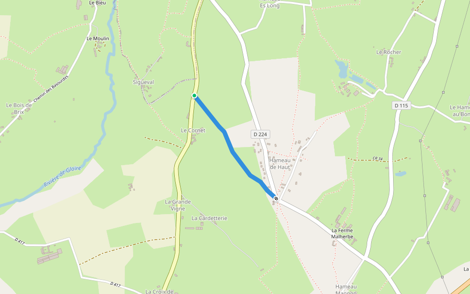 Chasse Montaban walking route map in Tamerville