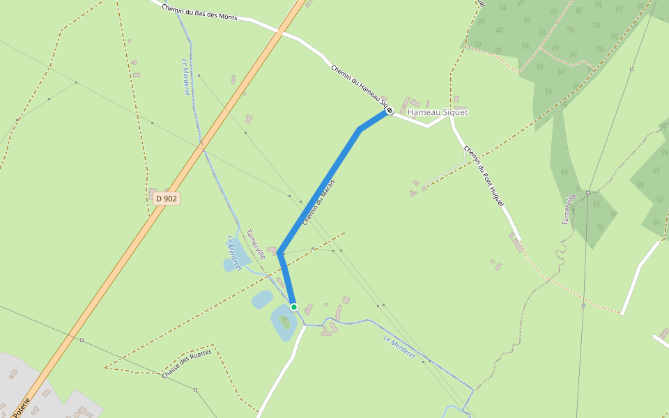 Chemin du Marais walking route map in Tamerville