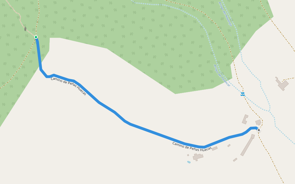 Camino de Peñas Huecas walking route map in Lozoya