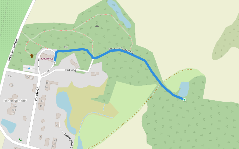 im Jagdschloss-Park walking route map in Bastorf