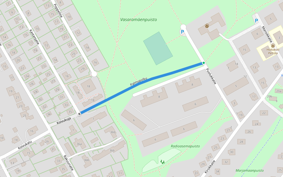 Palmupolku walking route map in Turku