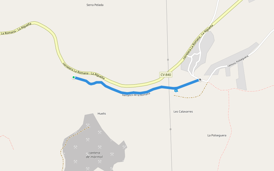 barranco de la Romana walking route map in la Romana