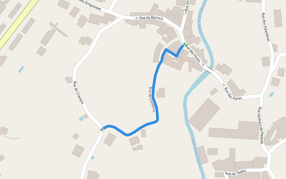 Rua do Contorno walking route map in São Paio