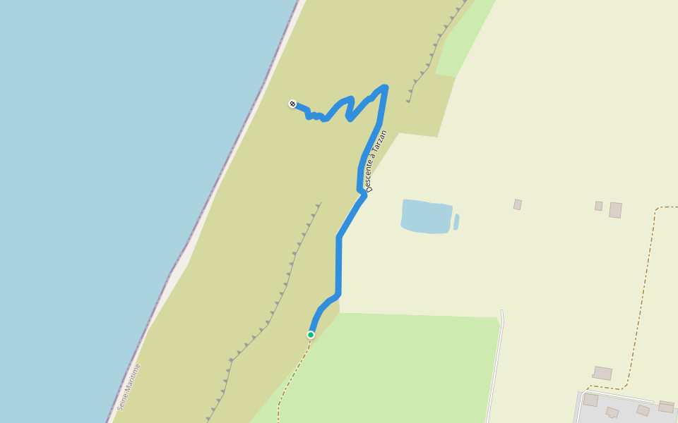 Descente à Tarzan walking route map in Octeville-sur-Mer