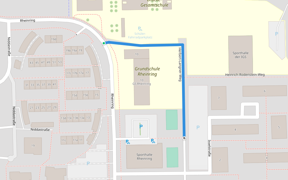 Herbert-Langner-Weg walking route map in Braunschweig