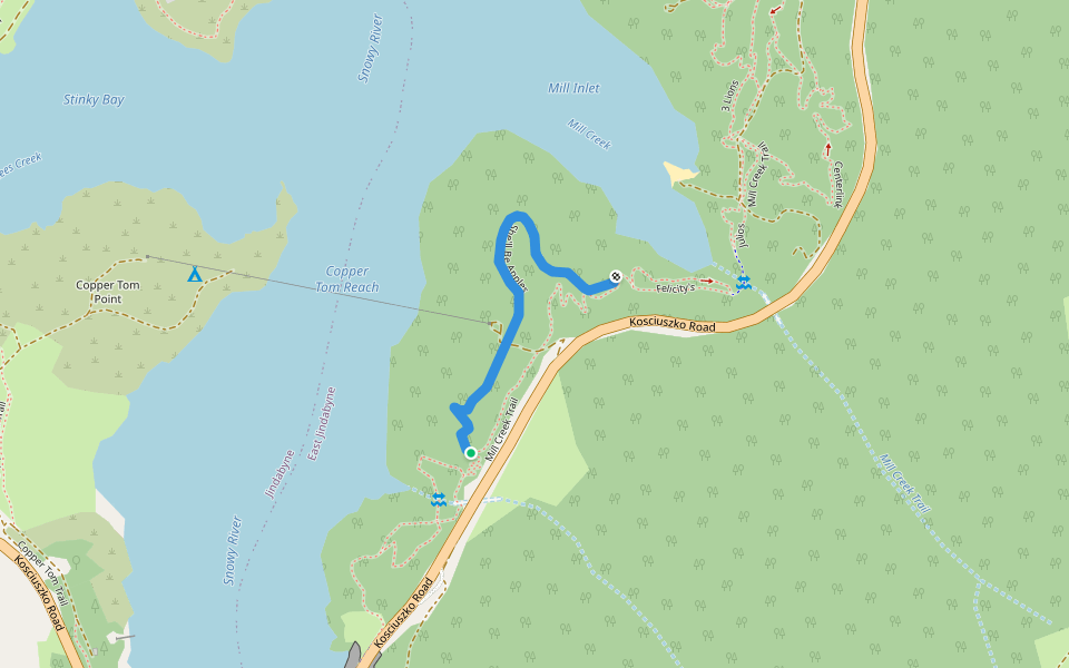 She'll Be Apples walking route map in Jindabyne