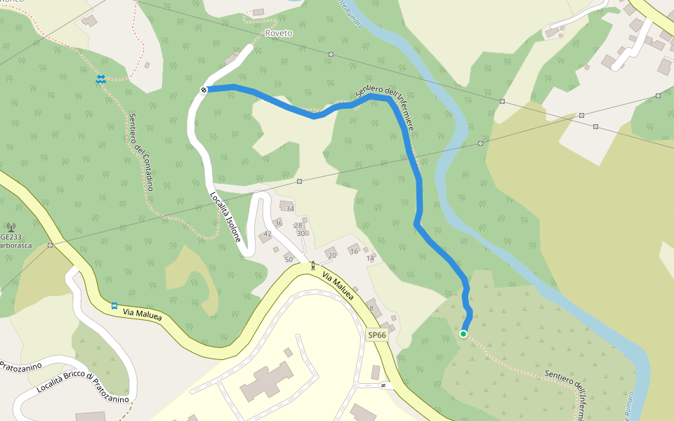 Sentiero dell'Infermiere walking route map in Sciarborasca