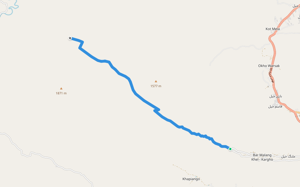 شاہباز نیکہ لیار walking route map in Darra Adam Khel