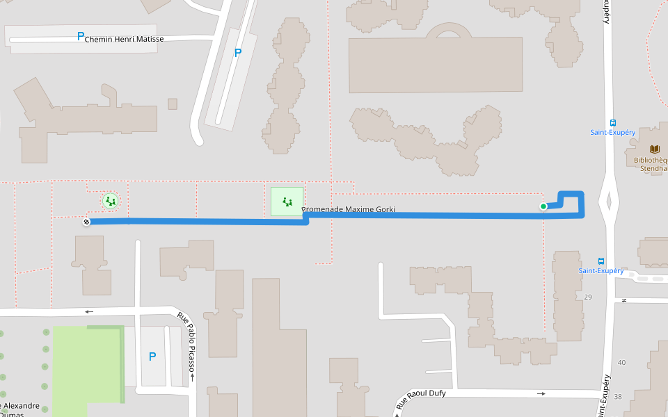Promenade Maxime Gorki walking route map in Sartrouville