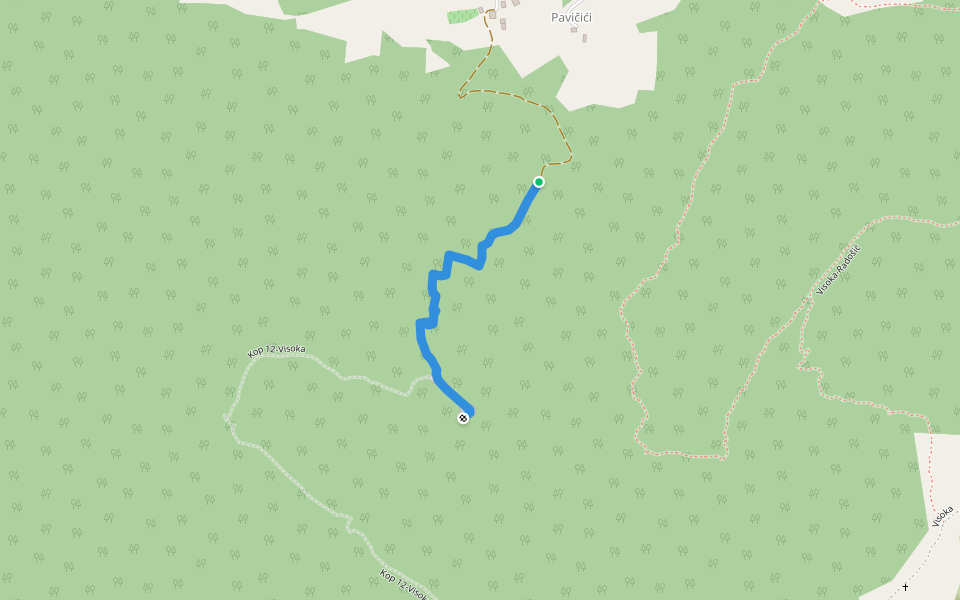 staza na Kop 12 walking route map in Radošić