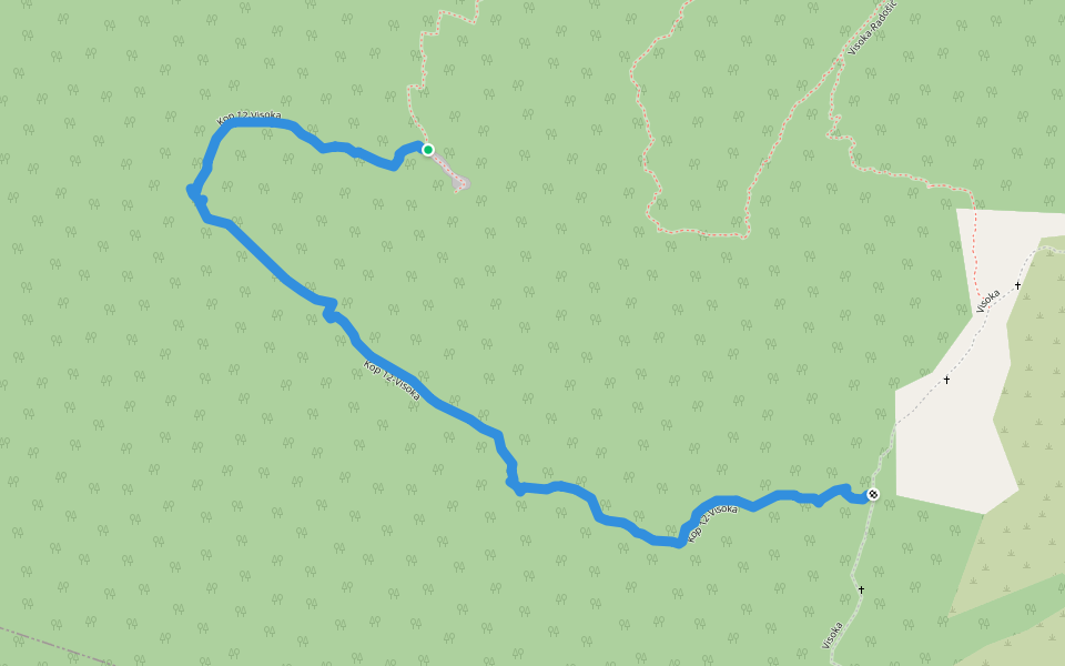 Kop 12-Visoka walking route map in Radošić