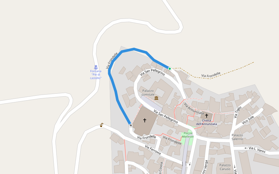Via Frondelle walking route map in Altavilla Irpina