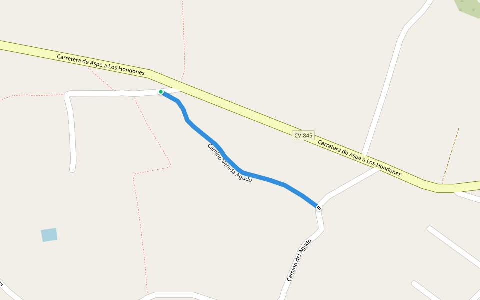 Camino Vereda Agudo walking route map in Fondó dels Frares