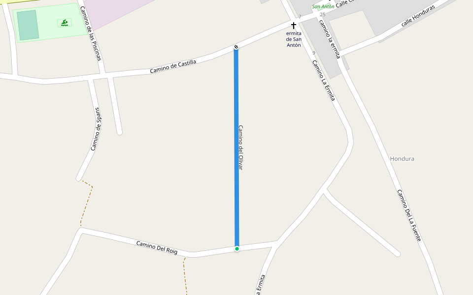 Camino del Olivar walking route map in Hondón de los Frailes