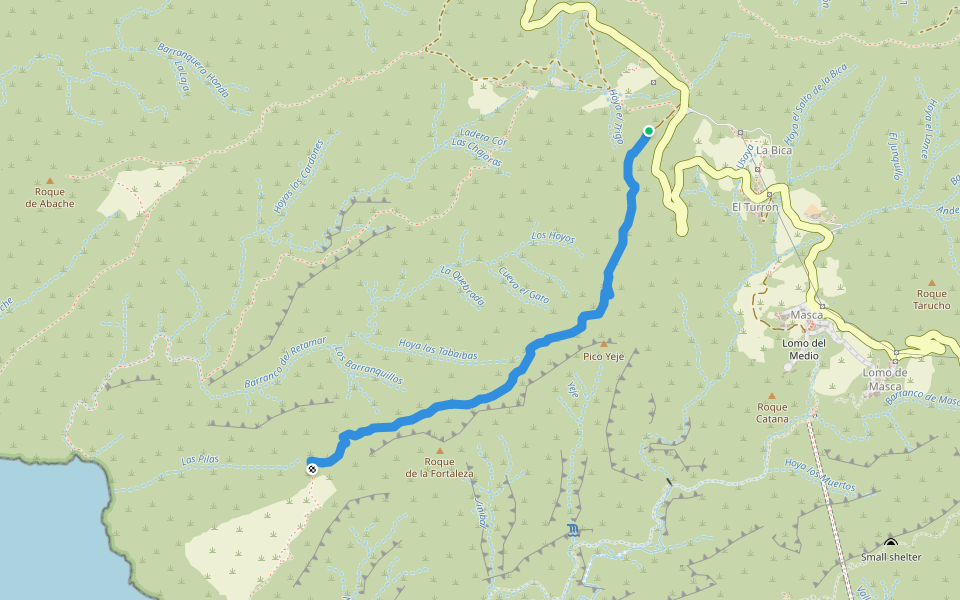 Calzada de los Antiguos walking route map in Buenavista del Norte