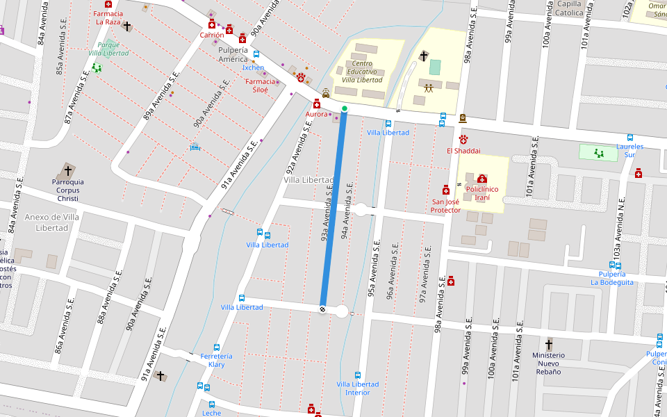 93a Avenida S.E. walking route map in Managua