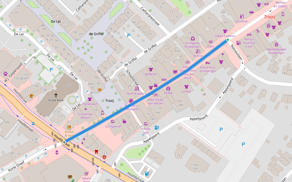 Traaij walking route map in Driebergen-Rijsenburg