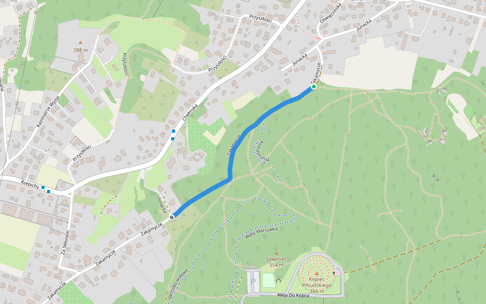 Zakamycze walking route map in Kraków