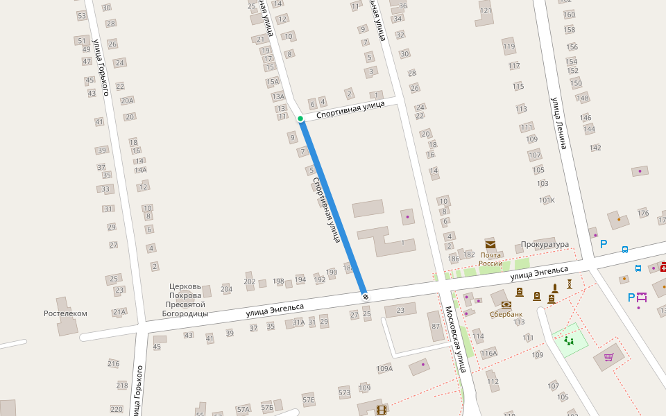 Спортивная улица walking route map in Peschanokopskoe