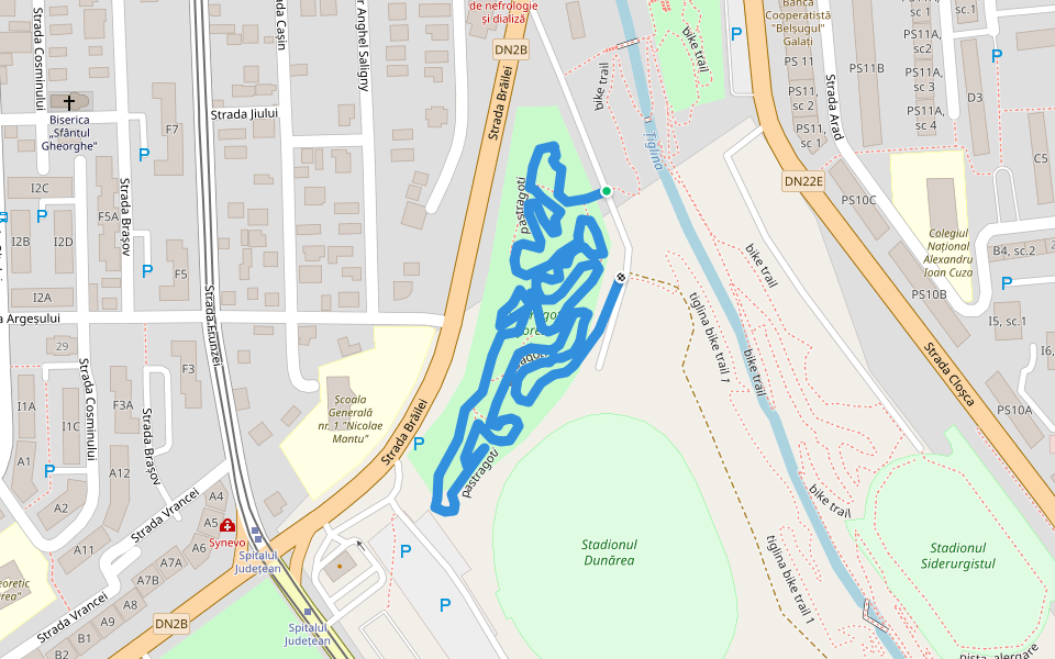 pastragoti walking route map in Galați