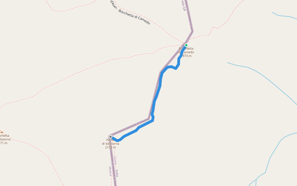 Bocchetta di Camedo - Punta di Valstorna walking route map in Roveredo