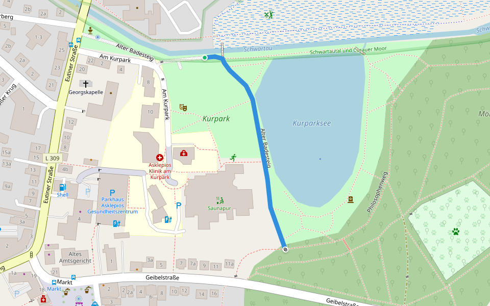 Alter Badesteig walking route map in Bad Schwartau