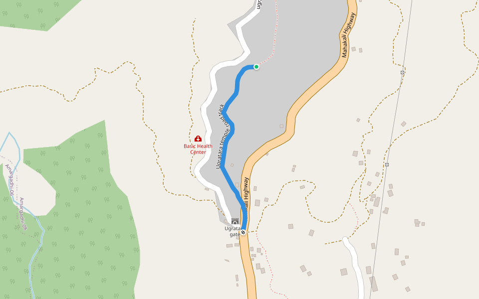 Ugratara temple road track walking route map in Amargadhi