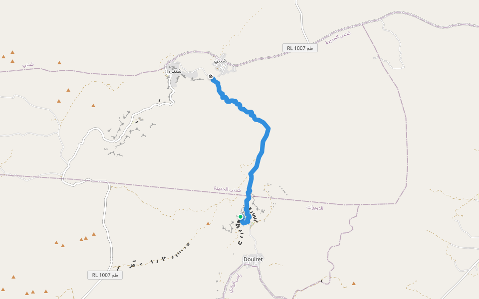 الدويرات السابقة - الرقود السبعة في شنني walking route map in Douiret