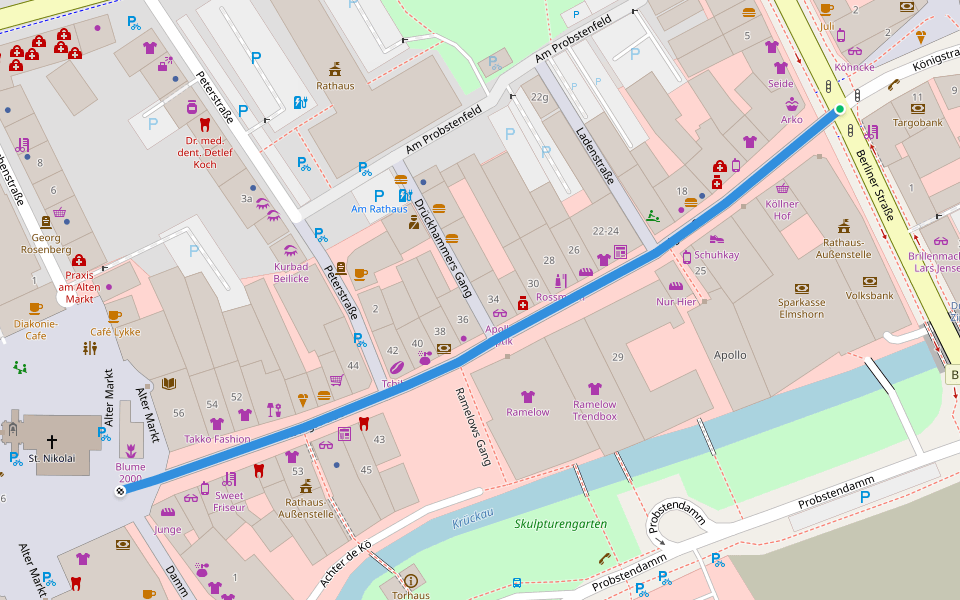 Königstraße walking route map in Elmshorn