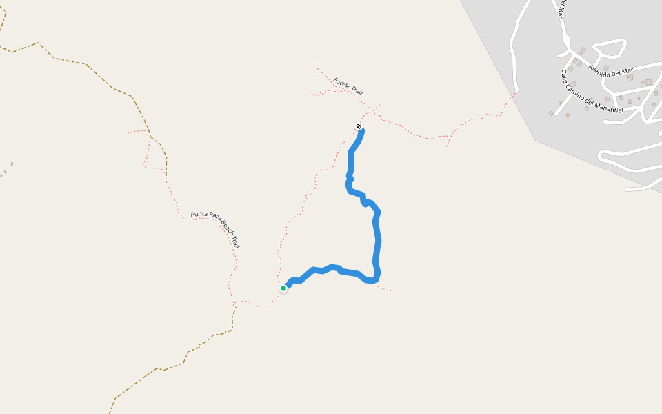 Los Ayala - El Monteon high  trail walking route map in Villas del Trópico