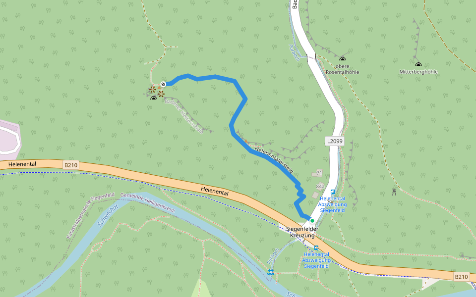 Helenentalersteig walking route map in Baden