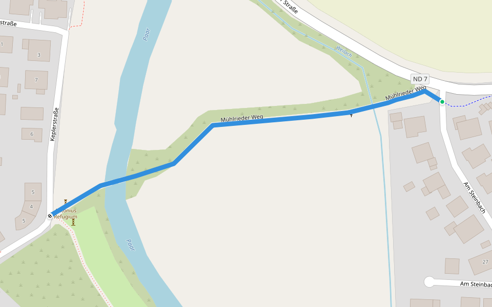 Mühlrieder Weg walking route map in Schrobenhausen