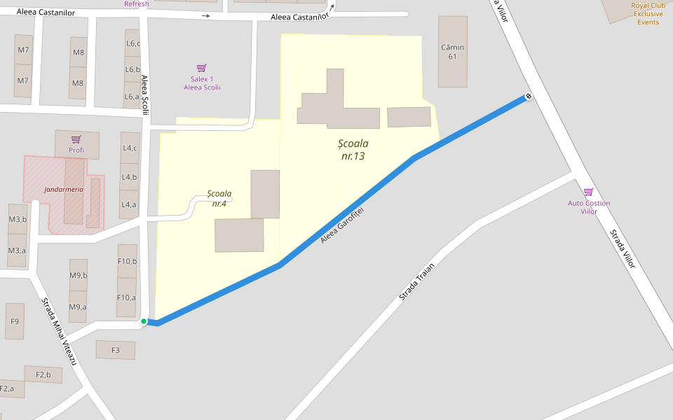 Aleea Garofiței walking route map in Slobozia