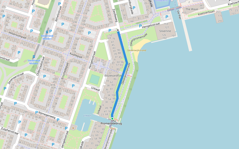 Oeverpromenade walking route map in Zeewolde