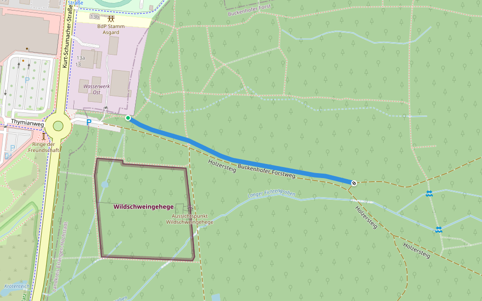 Buckenhofer Forstweg walking route map in Erlangen