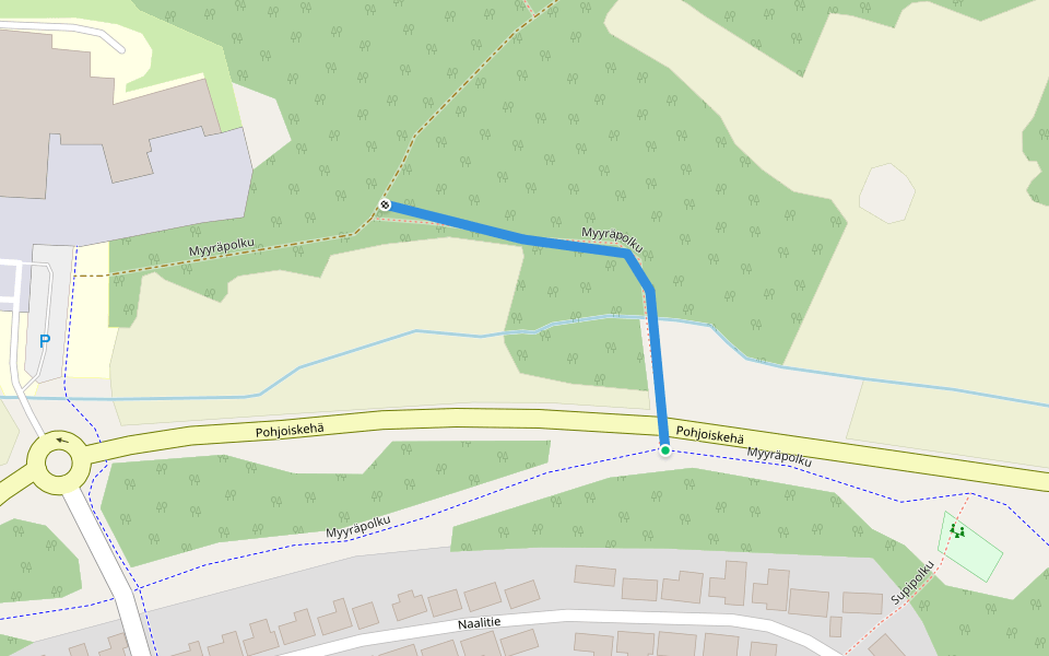 Myyräpolku walking route map in Rauma
