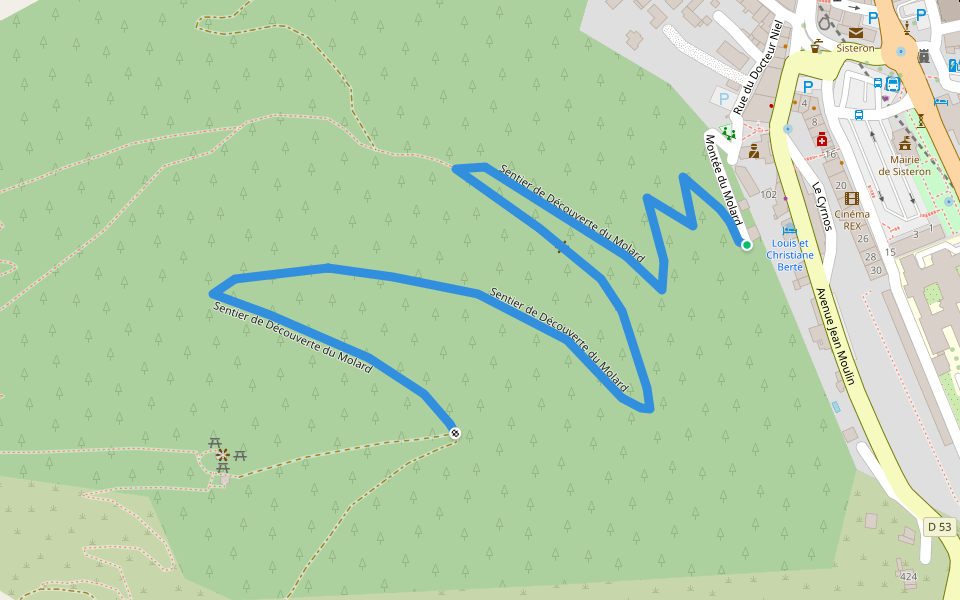 Sentier de Découverte du Molard walking route map in Sisteron