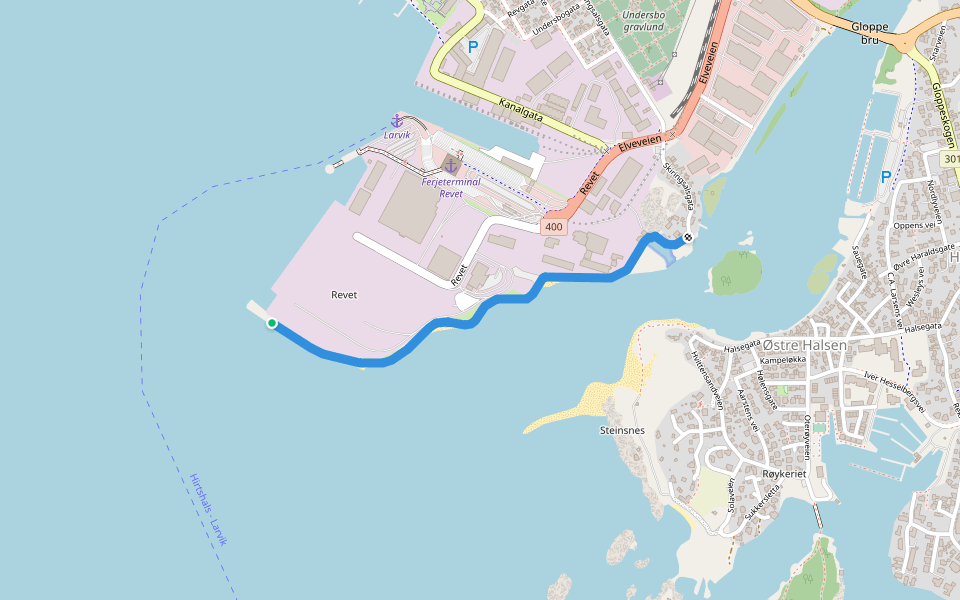 Revstien walking route map in Larvik