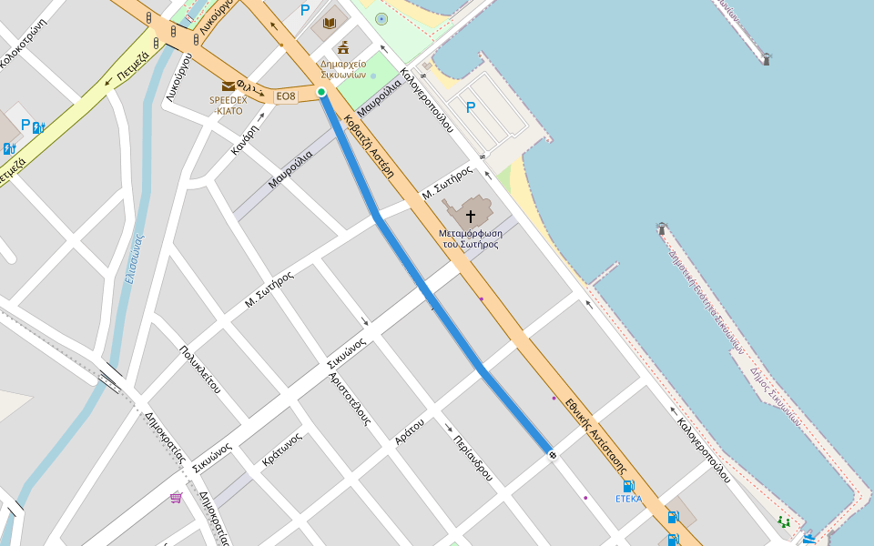 Κλεισθένους walking route map in Kiato