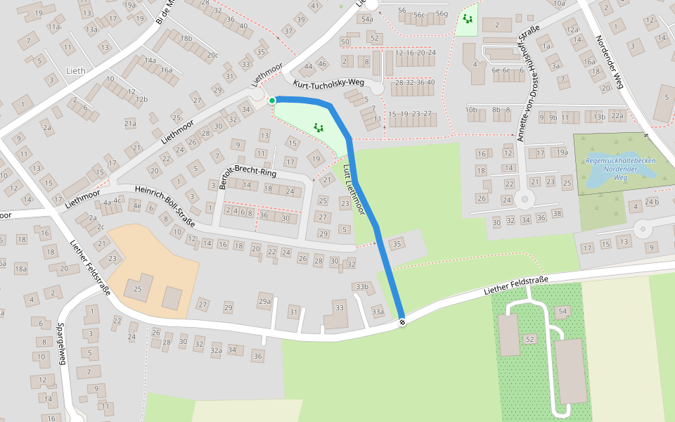 Lütt Liethmoor walking route map in Elmshorn