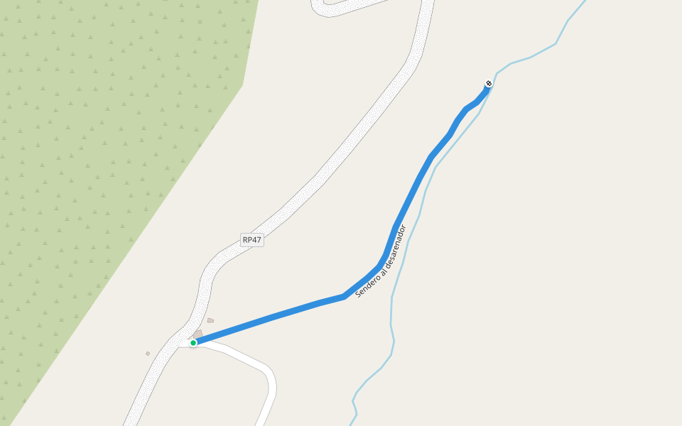 Sendero al desarenador walking route map in Choya