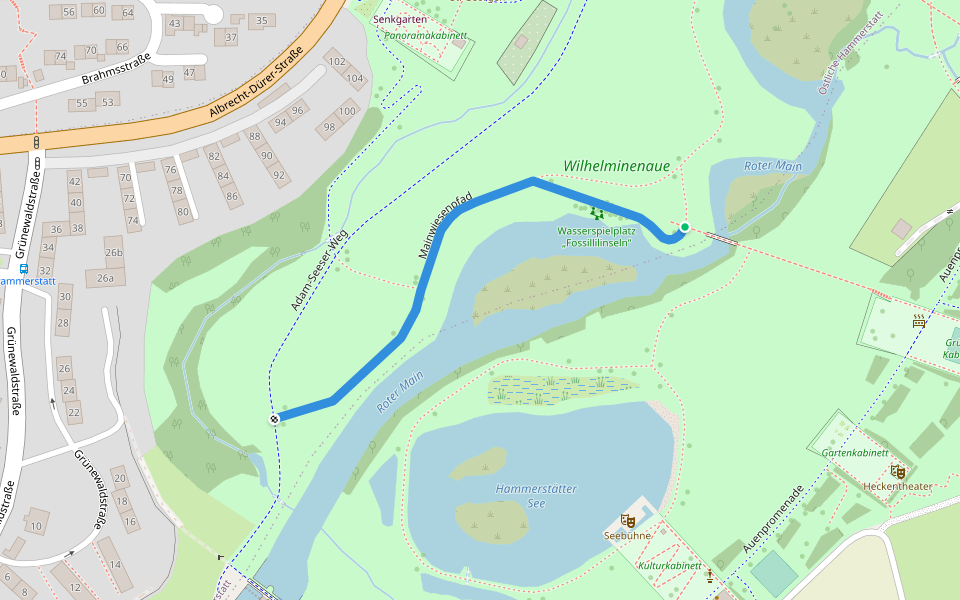 Mainwiesenpfad walking route map in Bayreuth