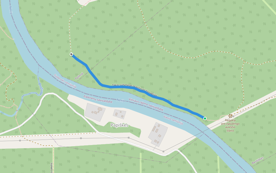 Takas sužymėtas oranžiniais žymekliais walking route map in Papiškės
